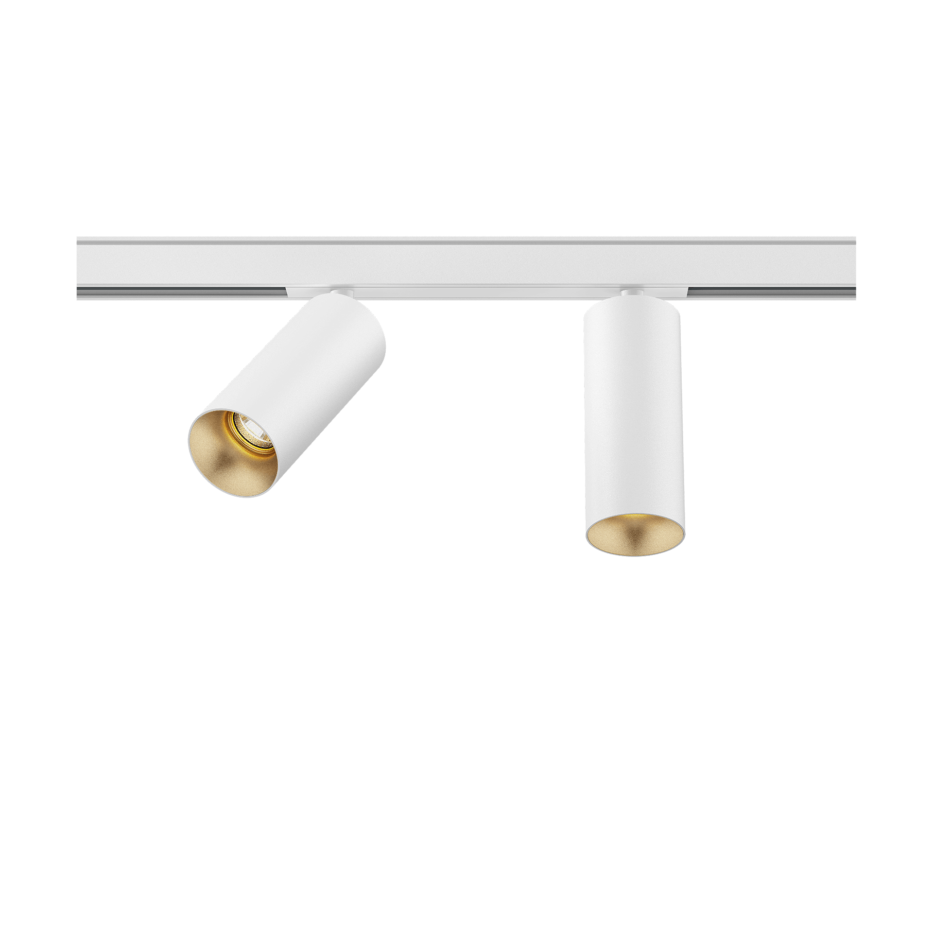 White version of the Dea Juno-Q1 duo XS with golden reflector, a 48V track spot designed by Karizma Luce.