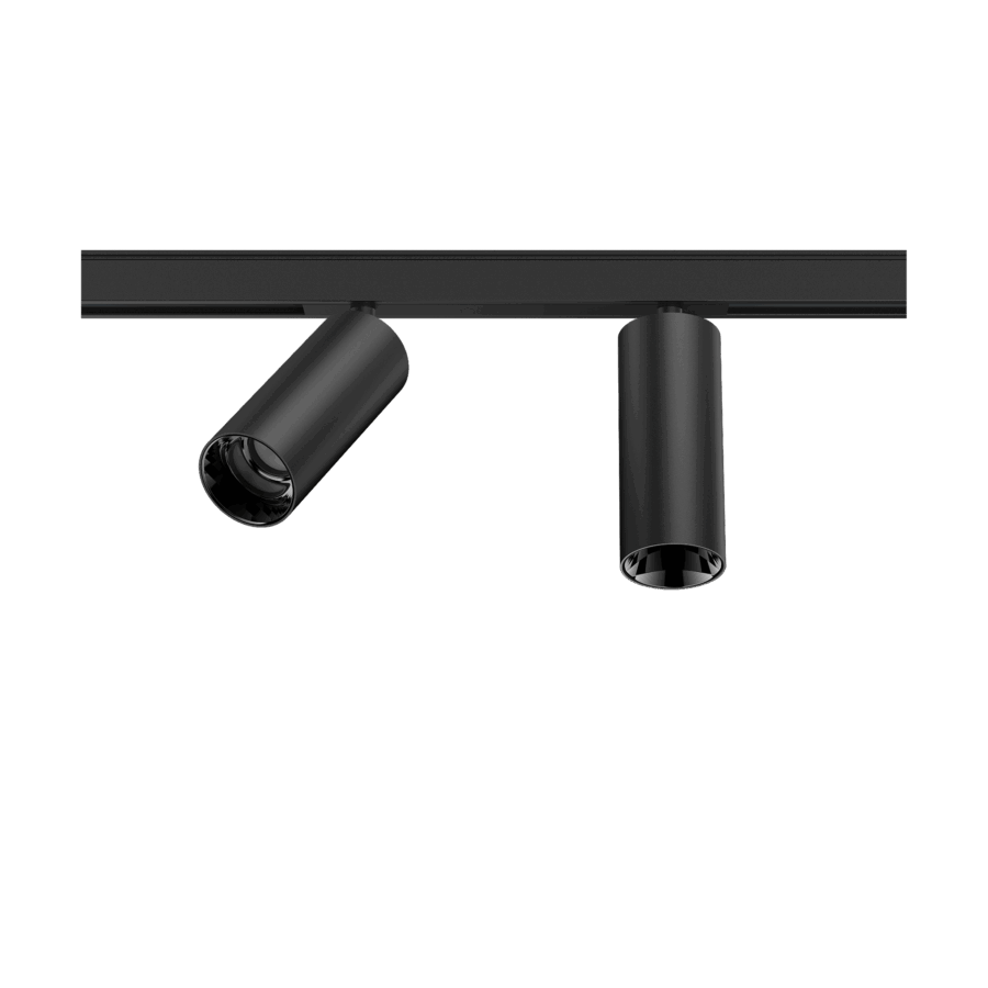 Black version of the Dea Juno-Q1 duo XS with black gloss reflector, a 48V track spot designed by Karizma Luce.