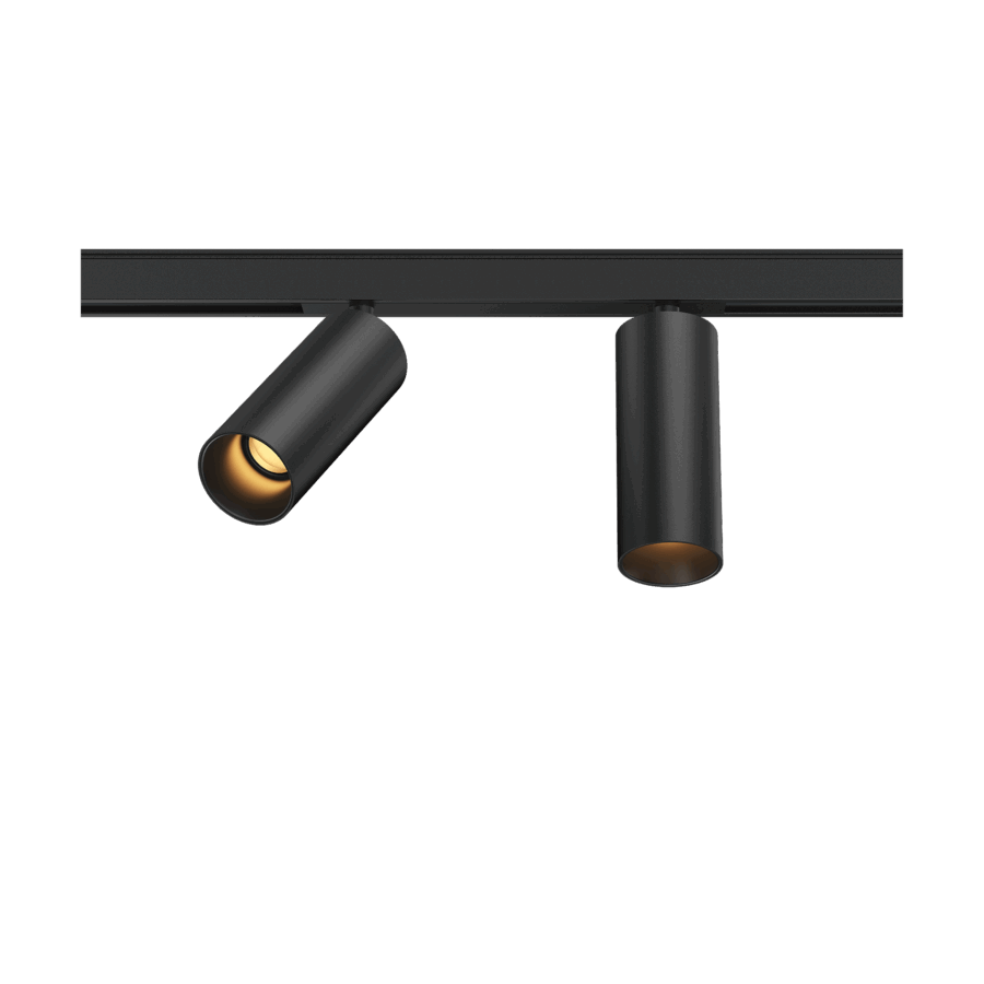 Black version of the Dea Juno-Q1 duo XS with black matt reflector, a 48V track spot designed by Karizma Luce.