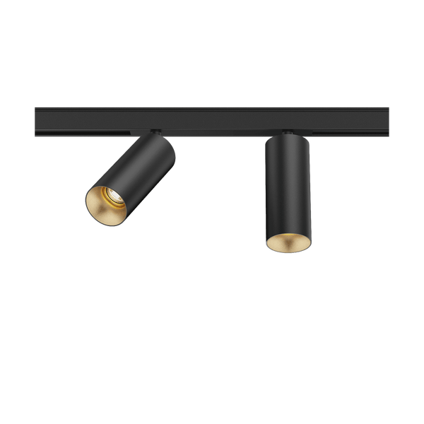 Black version of the Dea Juno-Q1 duo XS with golden reflector, a 48V track spot designed by Karizma Luce.