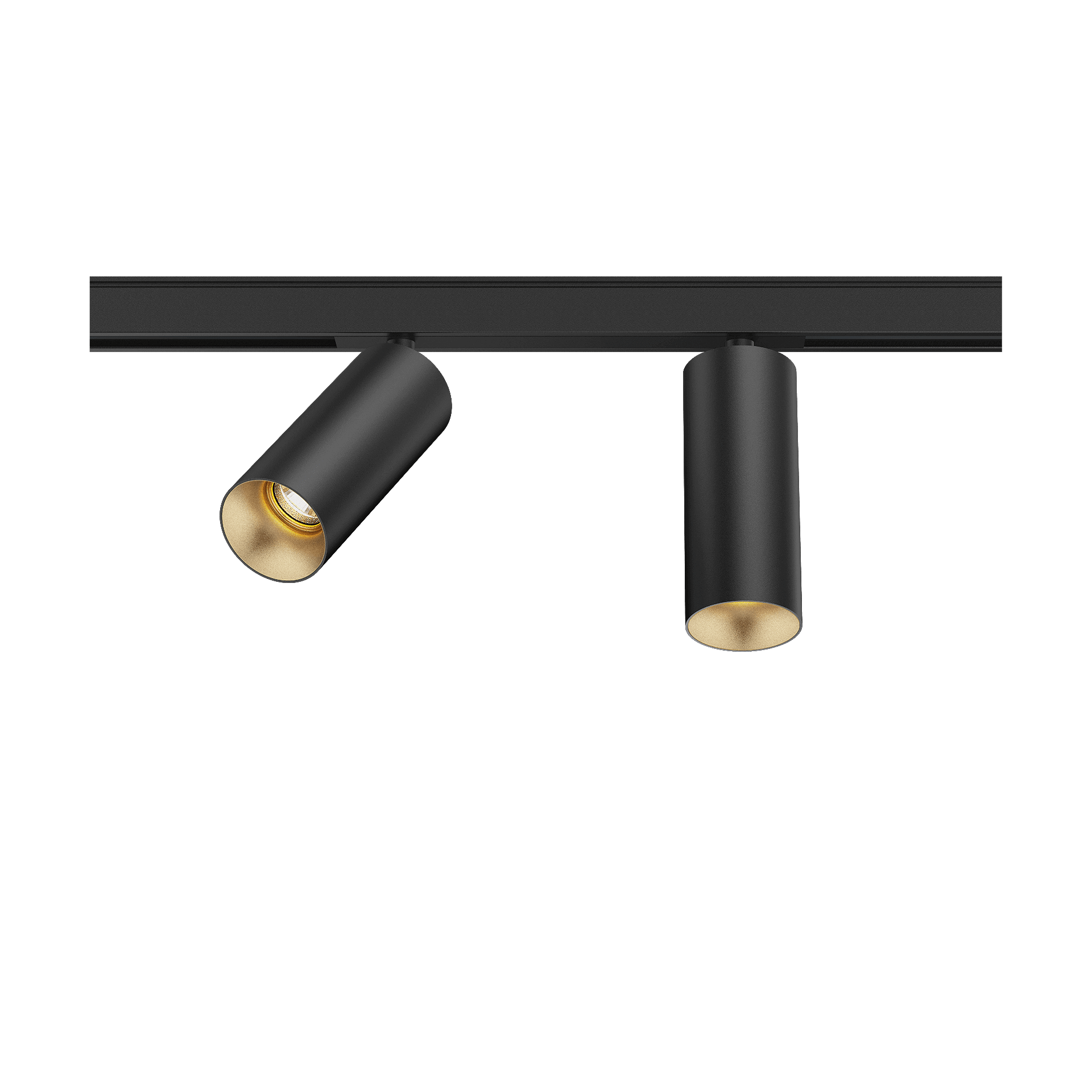 Black version of the Dea Juno-Q1 duo XS with golden reflector, a 48V track spot designed by Karizma Luce.