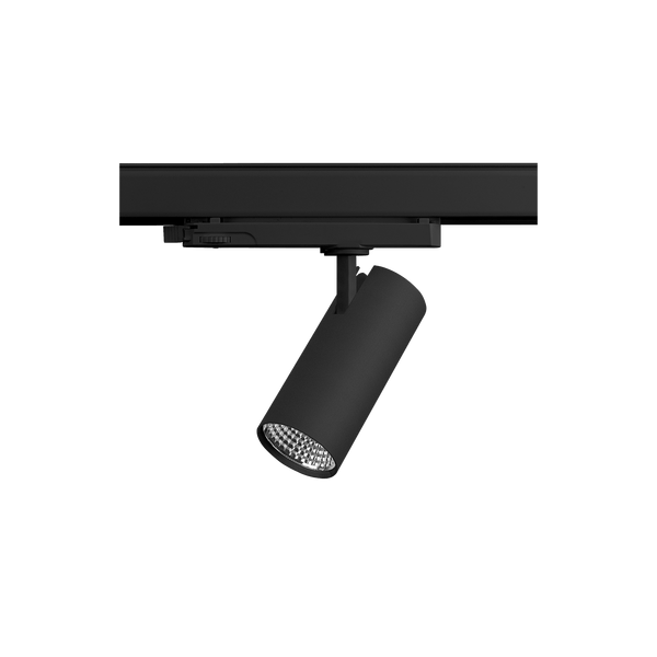 Black version of the Caro, a 220V track spot designed by Karizma Luce.