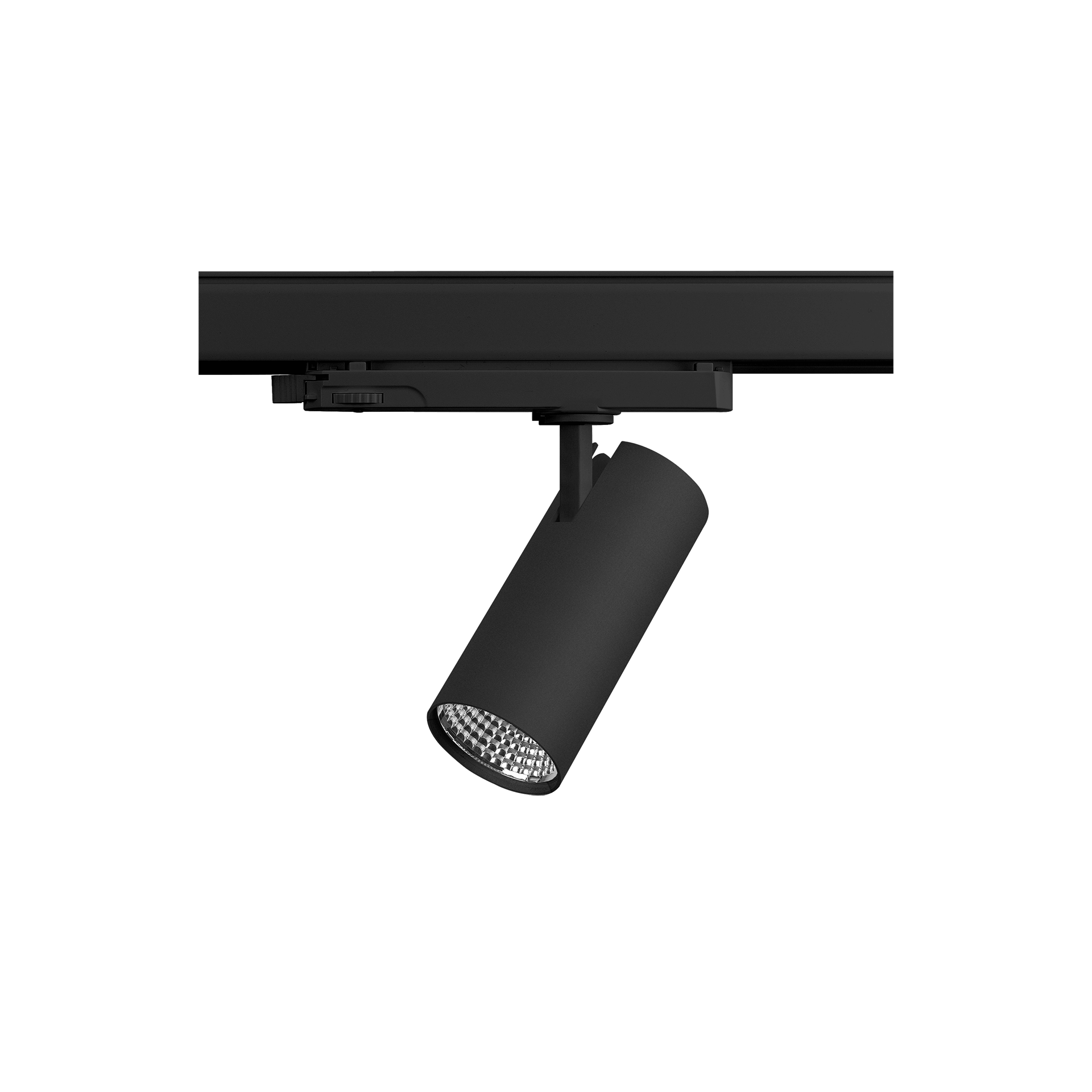 Black version of the Caro, a 220V track spot designed by Karizma Luce.