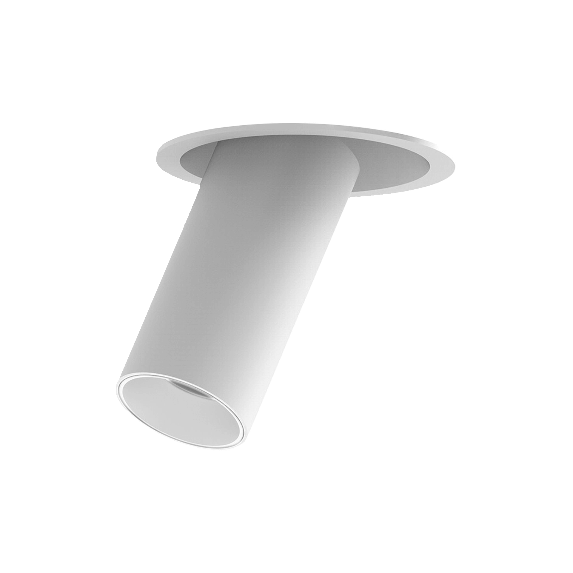 White version of the Fontana S, a recessed spotlight designed by Karizma Luce.