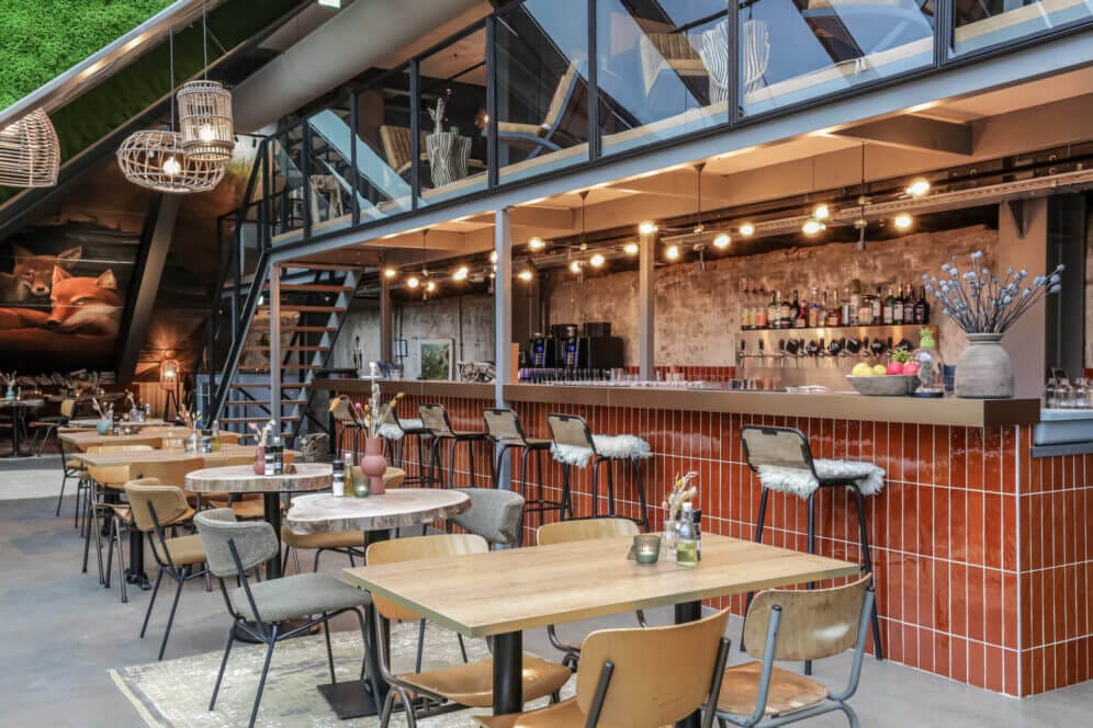 Industrial interior for restaurant with bar