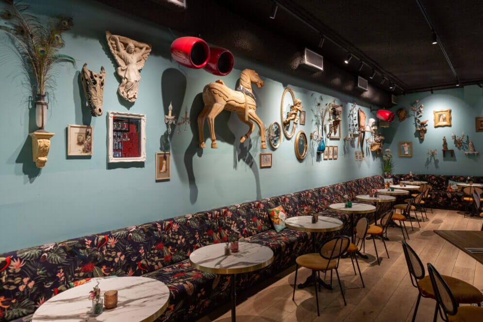 Restaurant with wall decor