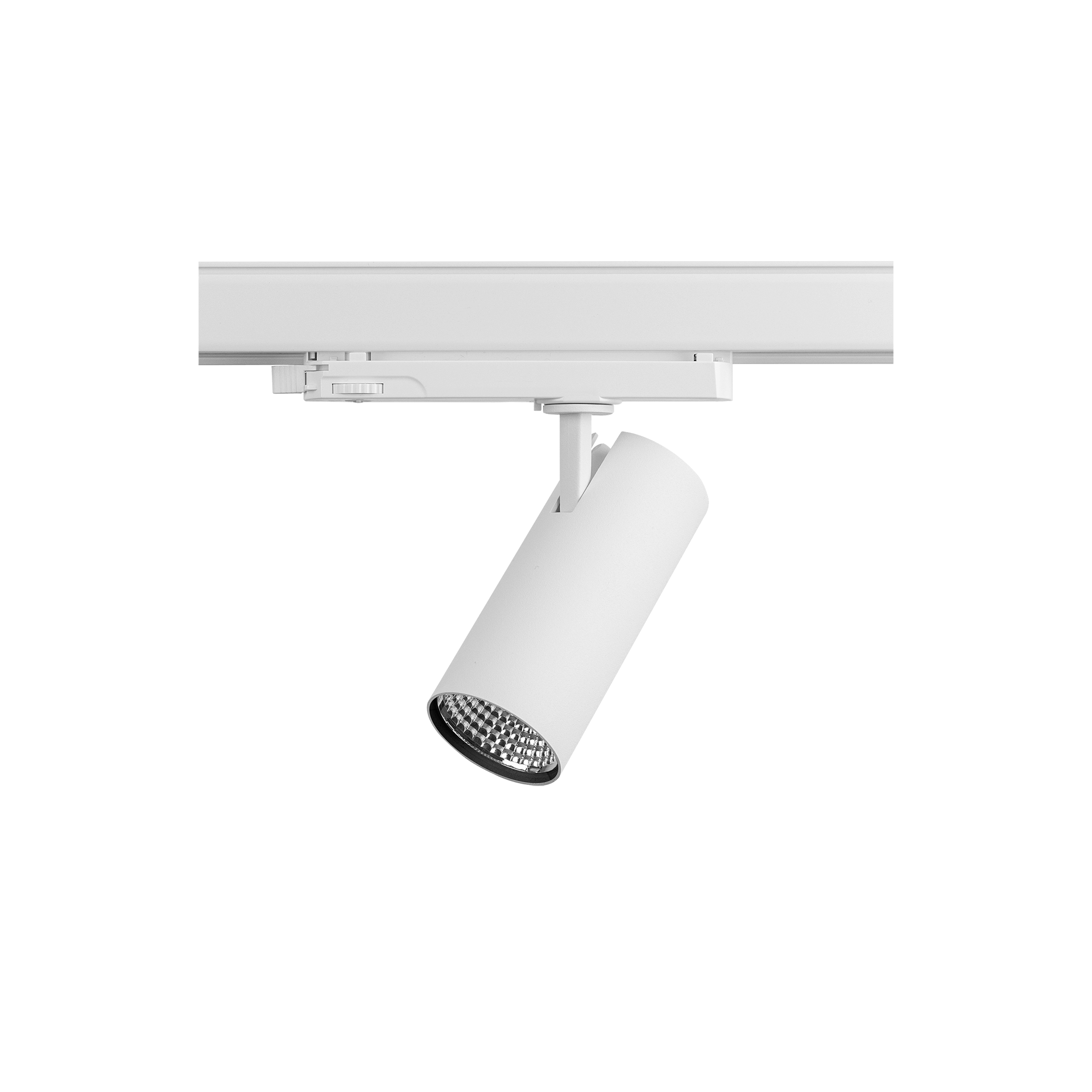 White version of the Caro, a 220V track spot designed by Karizma Luce.