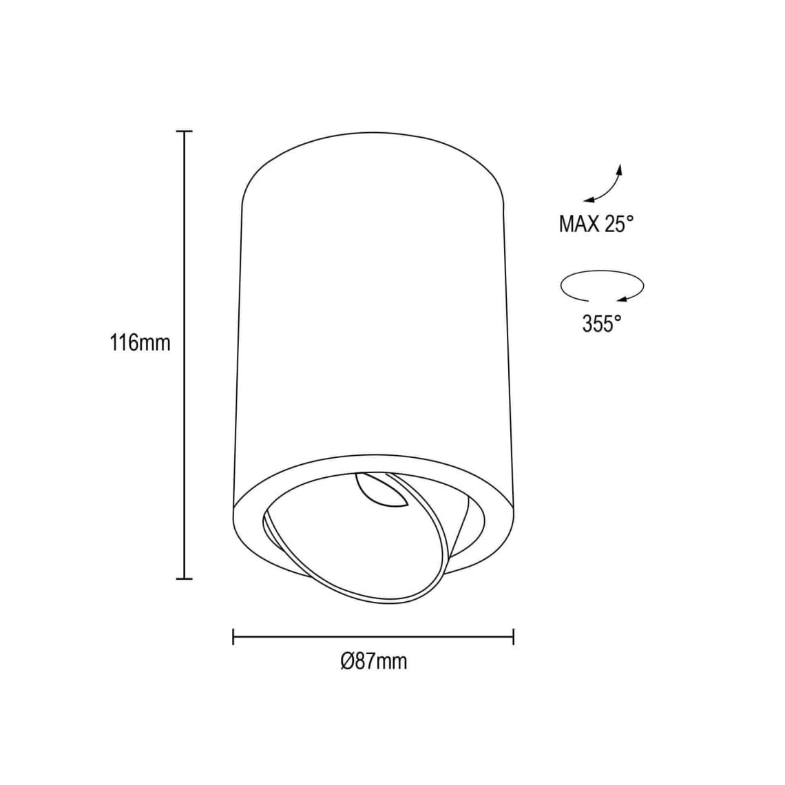 Technical drawing of the Dea Flora S, a surface-mounted luminaire, illustrating detailed dimensions and design specifications.