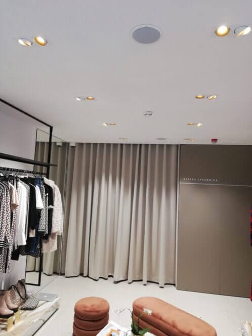 Dressing room curtain in shop