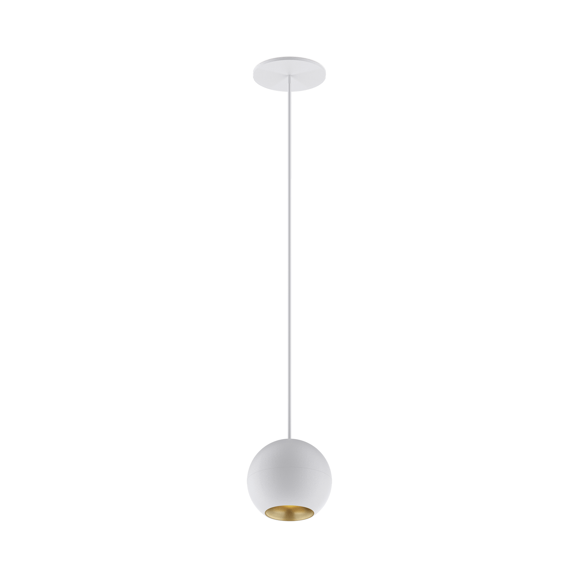 White version of the Dea Eros M PE-in with golden reflector, a suspended recessed luminaire designed by Karizma Luce.
