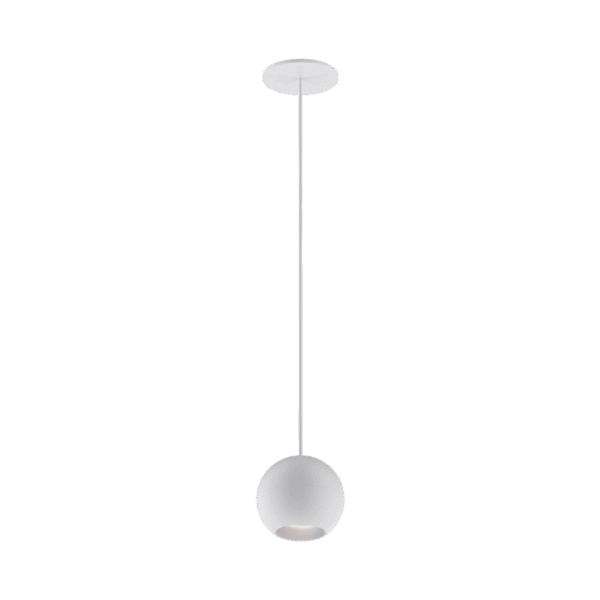 White version of the Dea Eros M PE-in with chrome reflector, a suspended recessed luminaire designed by Karizma Luce.