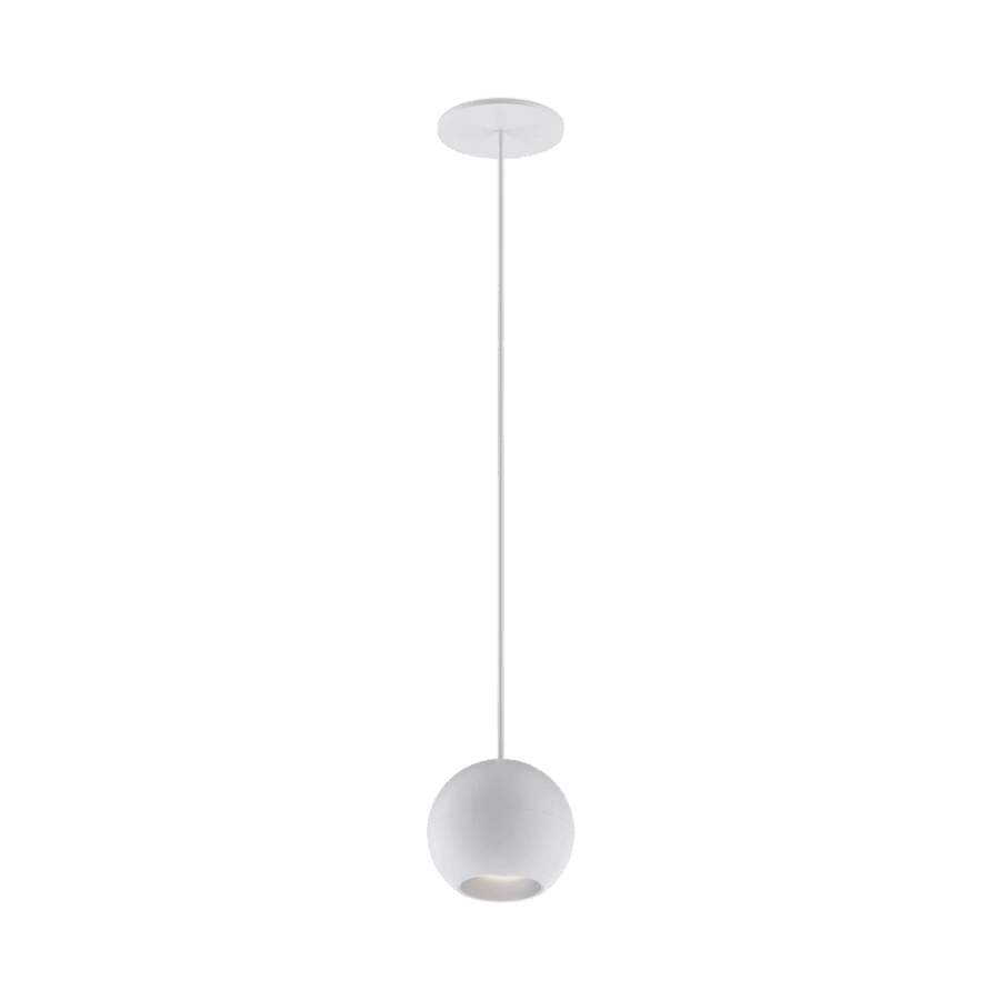 White version of the Dea Eros M PE-in with chrome reflector, a suspended recessed luminaire designed by Karizma Luce.