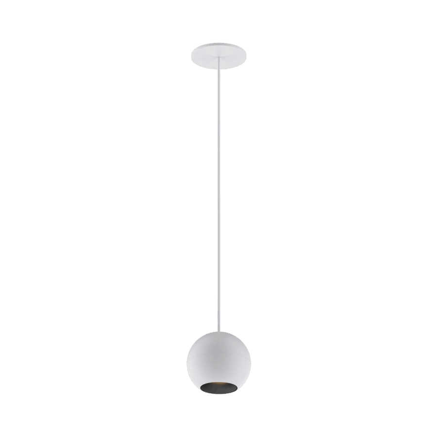 White version of the Dea Eros M PE-in with black matt reflector, a suspended recessed luminaire designed by Karizma Luce.