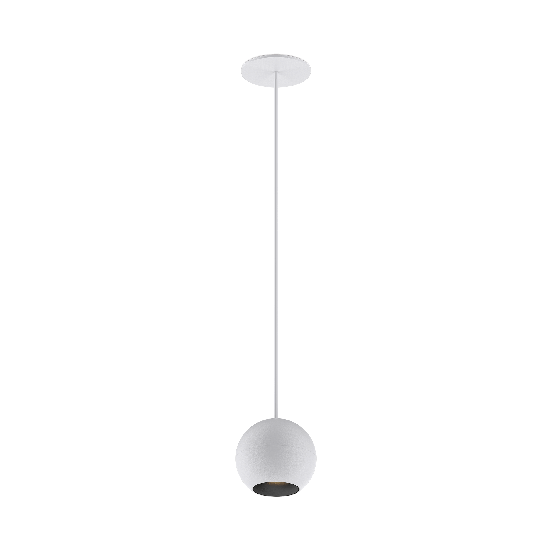 White version of the Dea Eros M PE-in with black matt reflector, a suspended recessed luminaire designed by Karizma Luce.