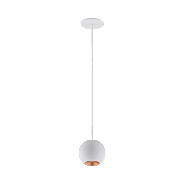 White version of the Dea Eros M PE-in with copper reflector, a suspended recessed luminaire designed by Karizma Luce.