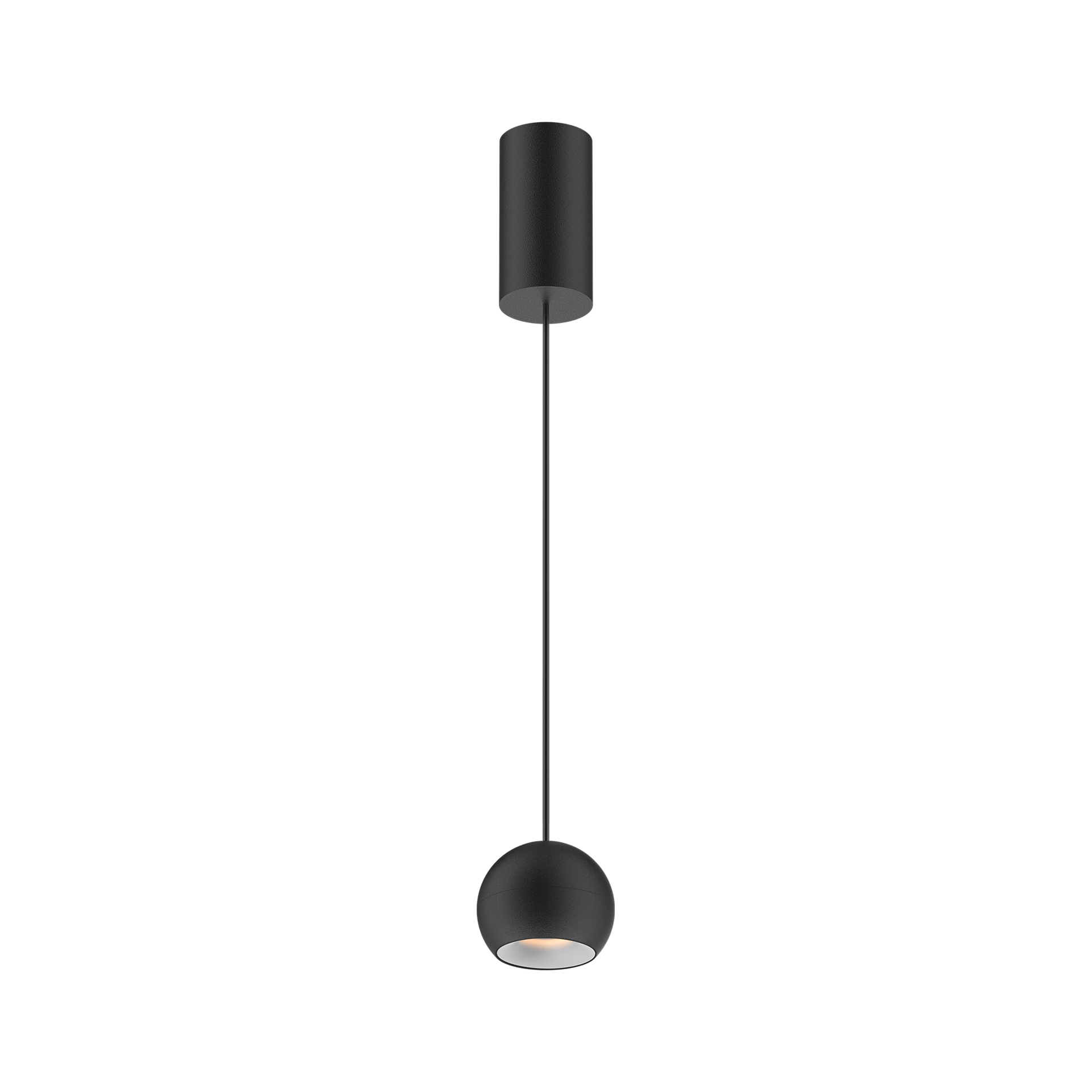 Black version of the Dea Eros S PE with white reflector, a suspended luminaire designed by Karizma Luce.