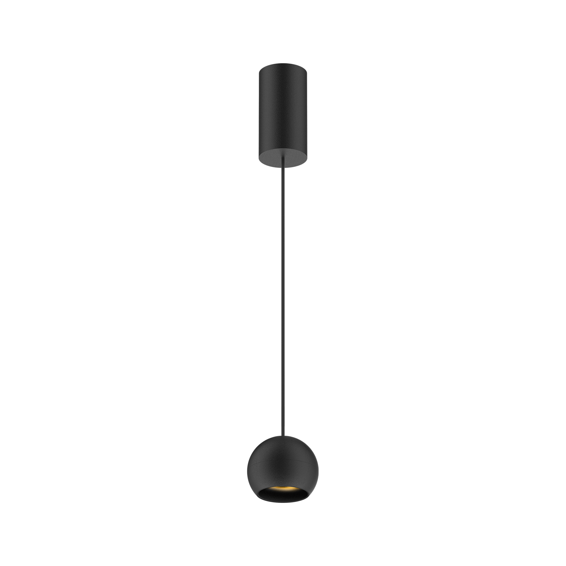 Black version of the Dea Eros S PE with black gloss reflector, a suspended luminaire designed by Karizma Luce.