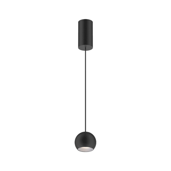Black version of the Dea Eros S PE with chrome reflector, a suspended luminaire designed by Karizma Luce.