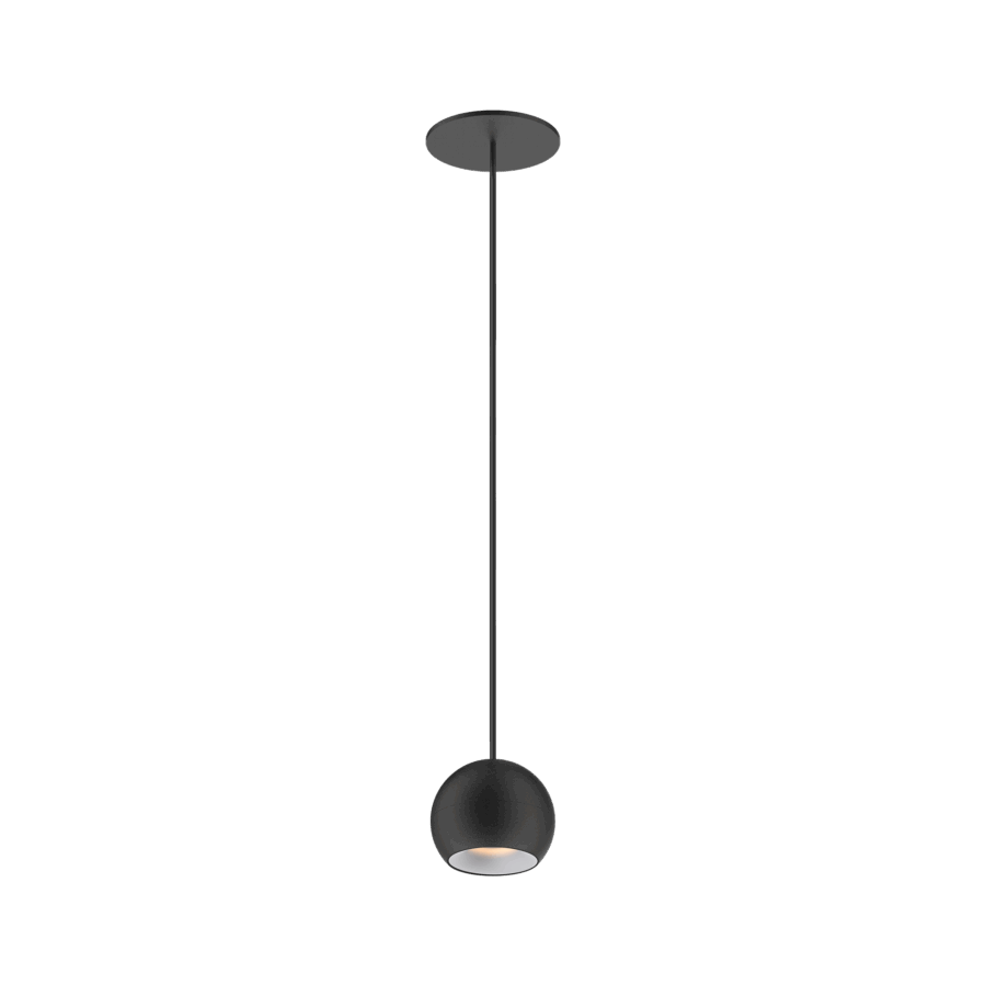 Black version of the Dea Eros S PE-in with white reflector, a suspended recessed luminaire designed by Karizma Luce.