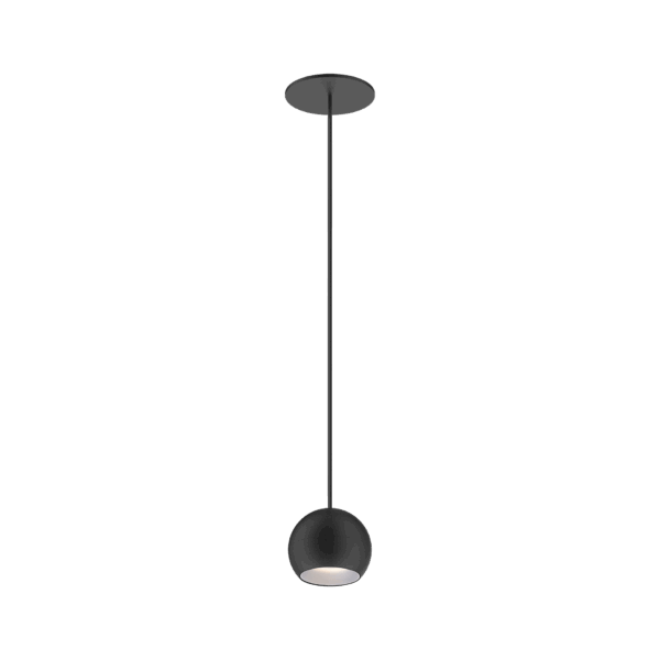 Black version of the Dea Eros S PE-in with chrome reflector, a suspended recessed luminaire designed by Karizma Luce.