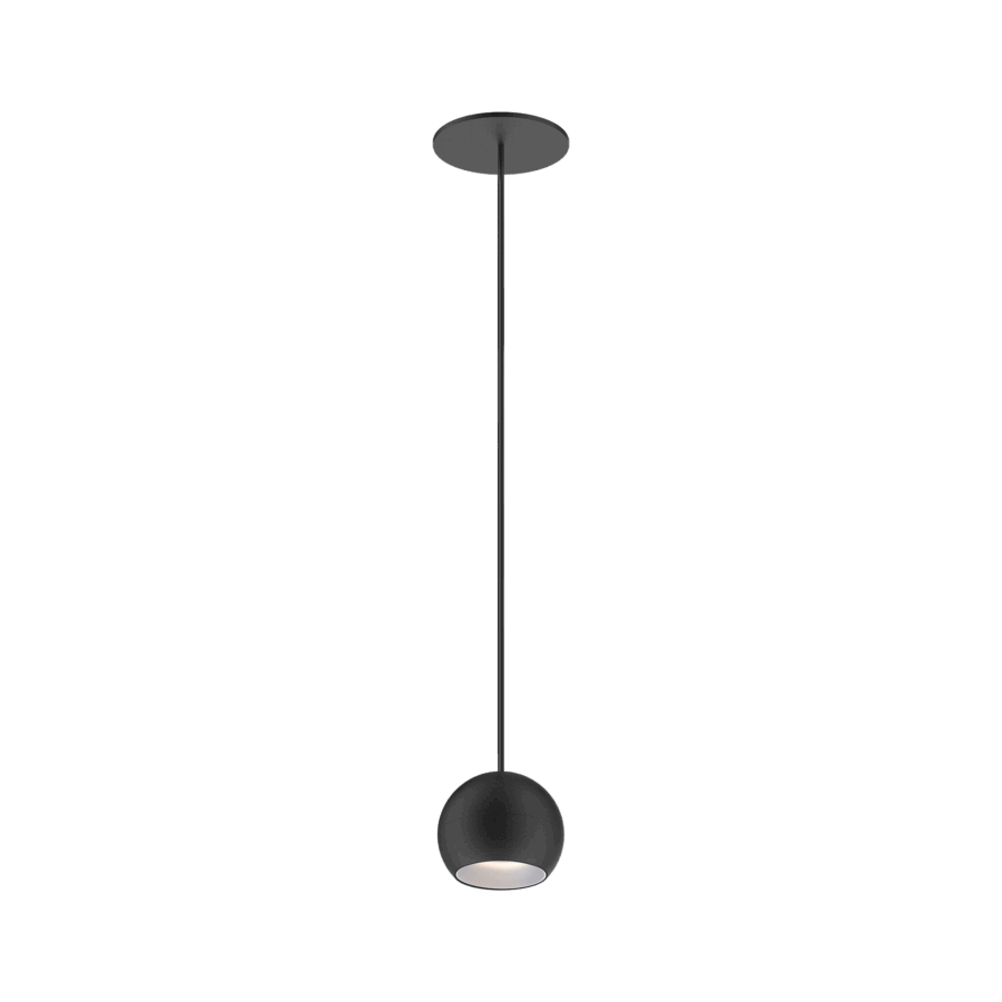 Black version of the Dea Eros S PE-in with chrome reflector, a suspended recessed luminaire designed by Karizma Luce.