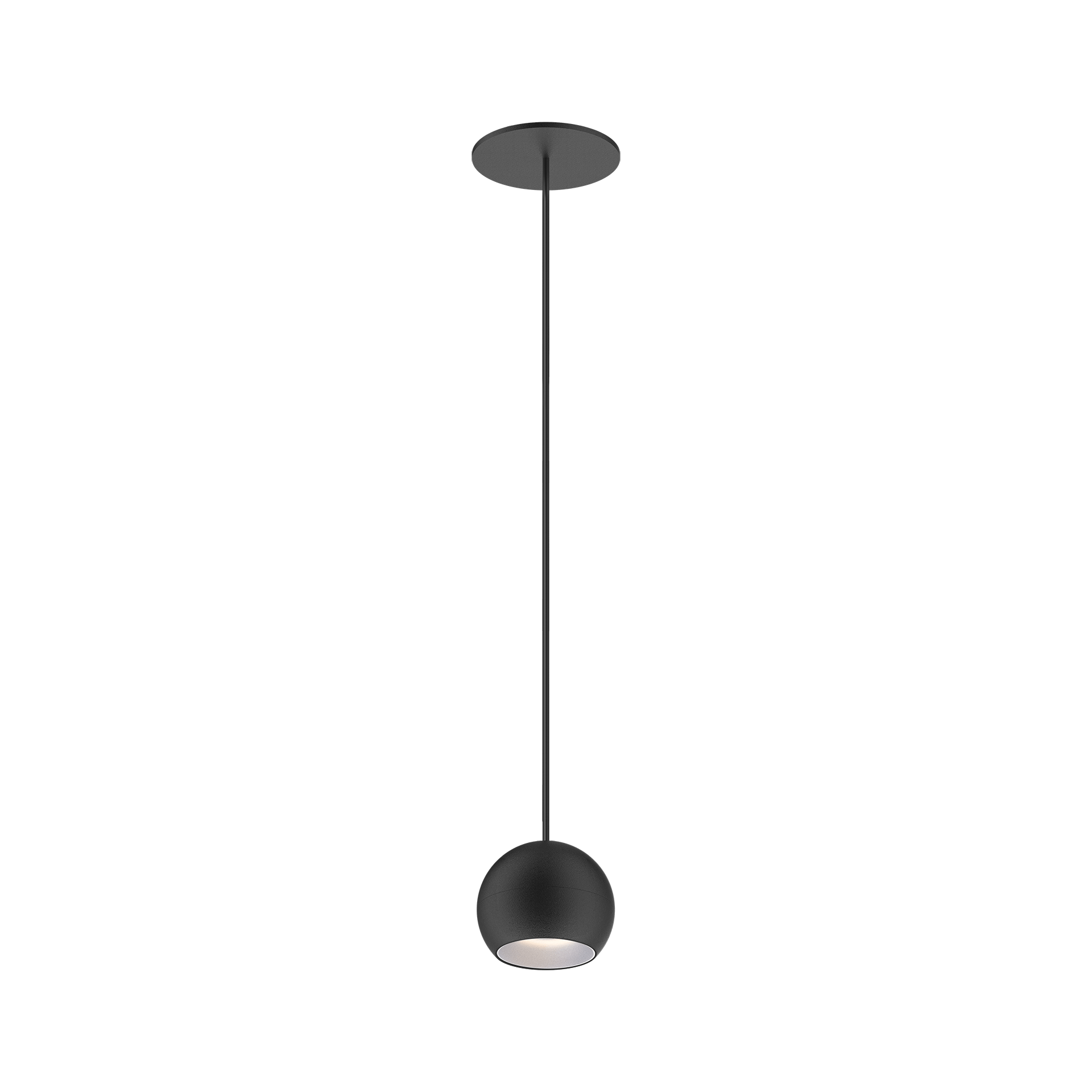 Black version of the Dea Eros S PE-in with chrome reflector, a suspended recessed luminaire designed by Karizma Luce.