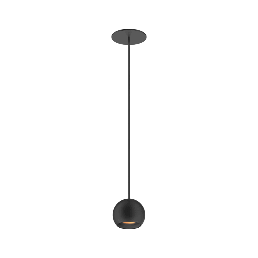 Black version of the Dea Eros S PE-in with black matt reflector, a suspended luminaire designed by Karizma Luce.