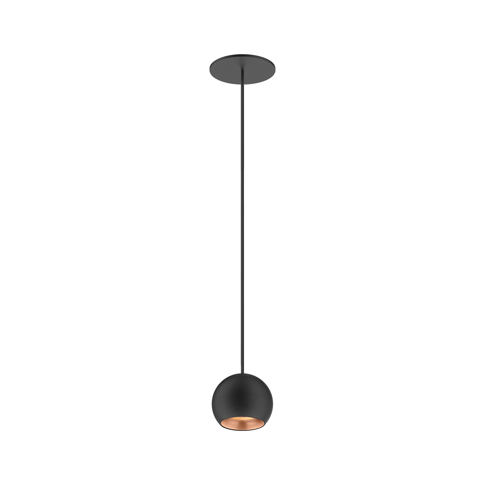 Black version of the Dea Eros S PE-in with copper reflector, a suspended recessedluminaire designed by Karizma Luce.