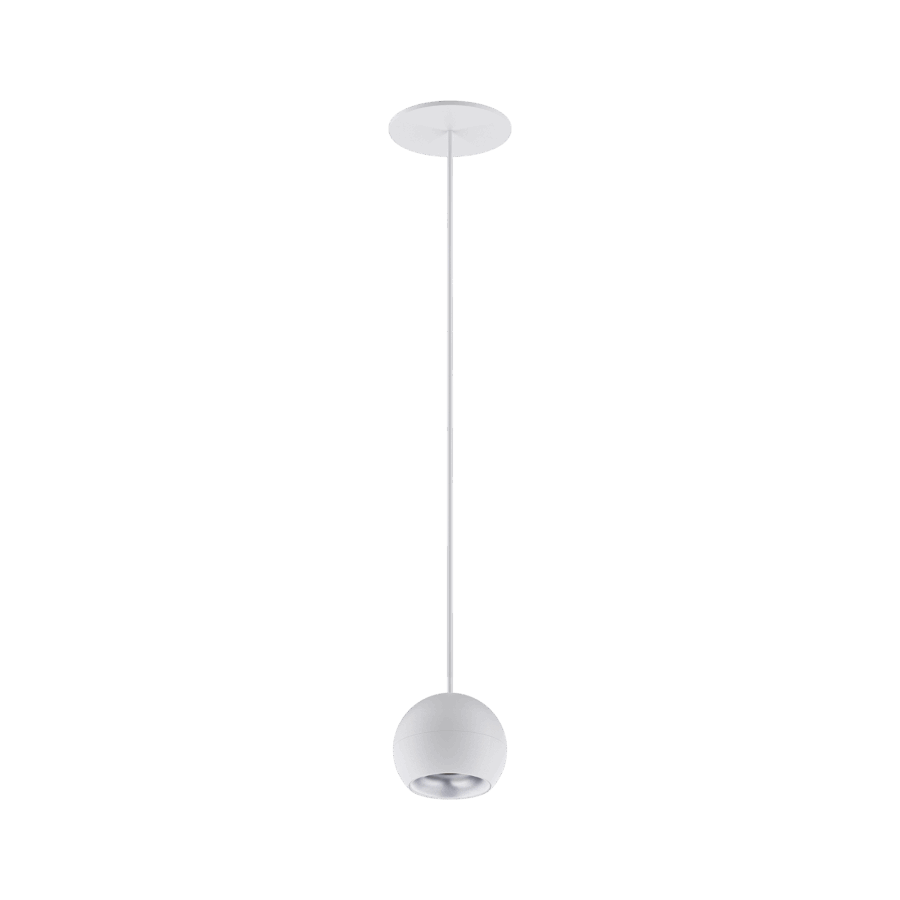 White version of the Dea Eros S PE-in with silver reflector, a suspended recessed luminaire designed by Karizma Luce.