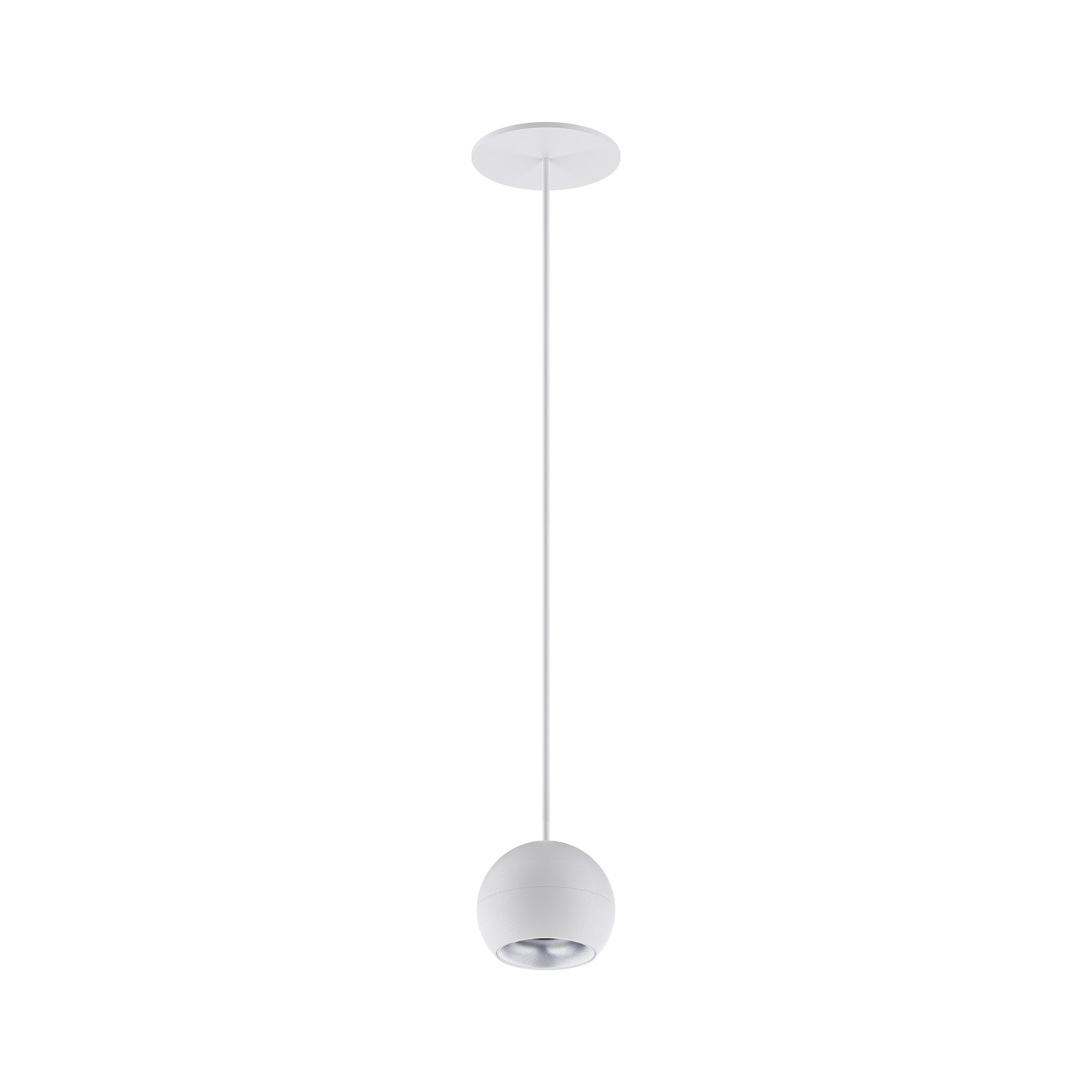 White version of the Dea Eros S PE-in with silver reflector, a suspended recessed luminaire designed by Karizma Luce.