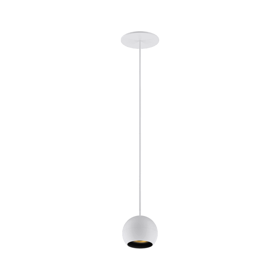 White version of the Dea Eros S PE-in with black gloss reflector, a suspended recessed luminaire designed by Karizma Luce.