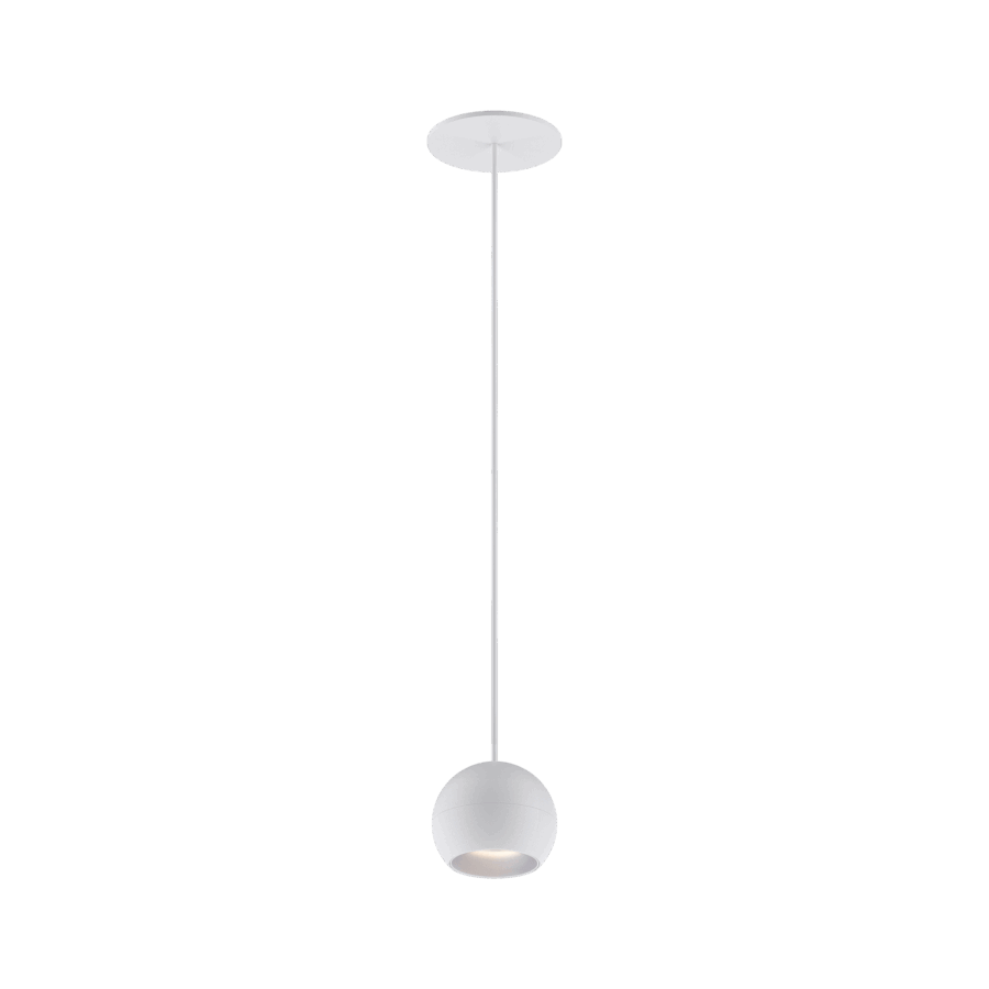 White version of the Dea Eros S PE-in with chrome reflector, a suspended recessed luminaire designed by Karizma Luce.