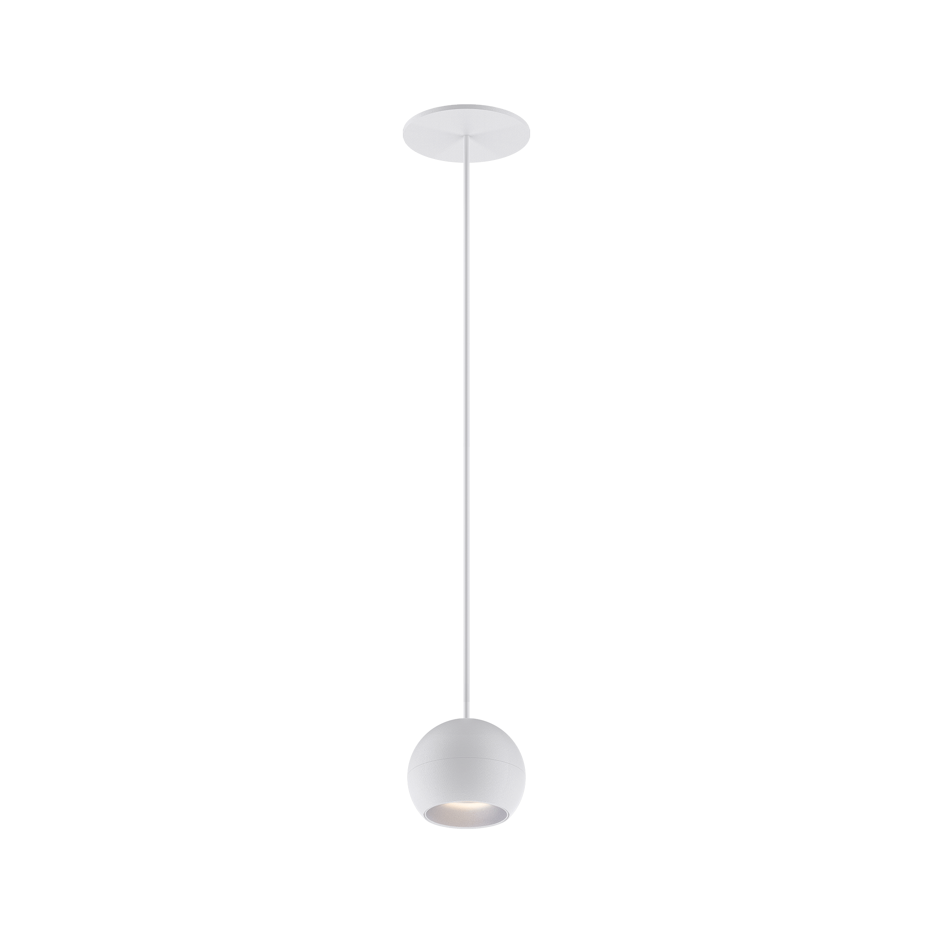 White version of the Dea Eros S PE-in with chrome reflector, a suspended recessed luminaire designed by Karizma Luce.