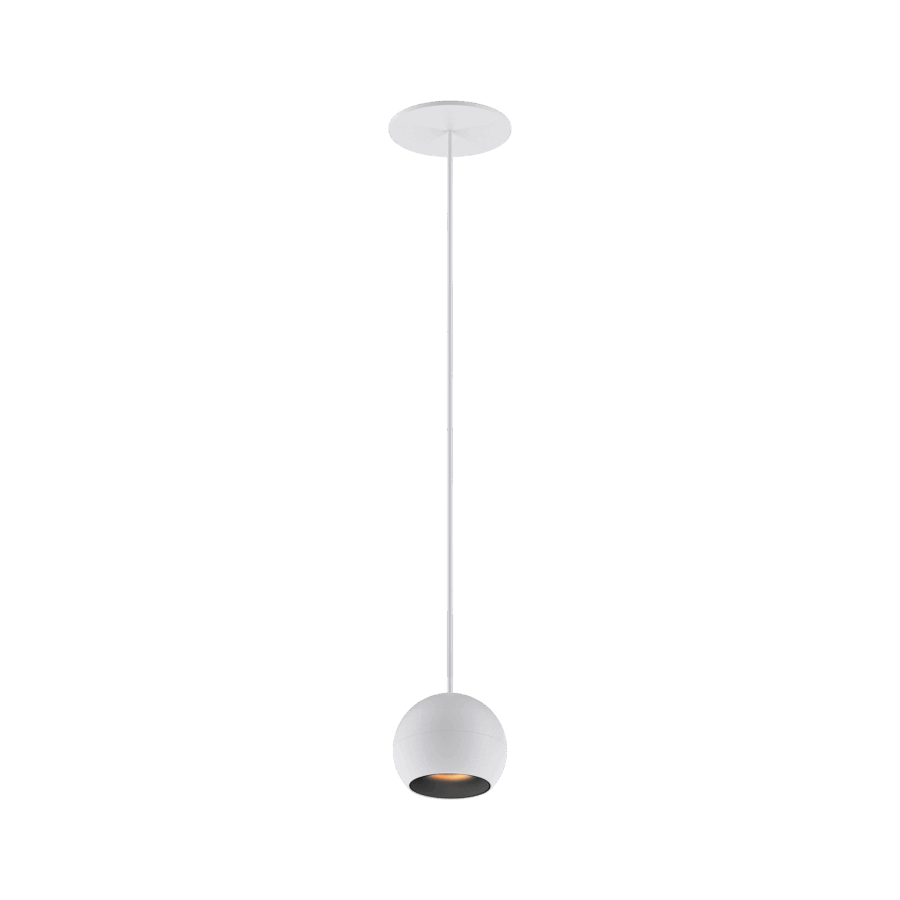 White version of the Dea Eros S PE-in with black matt reflector, a suspended recessed luminaire designed by Karizma Luce.