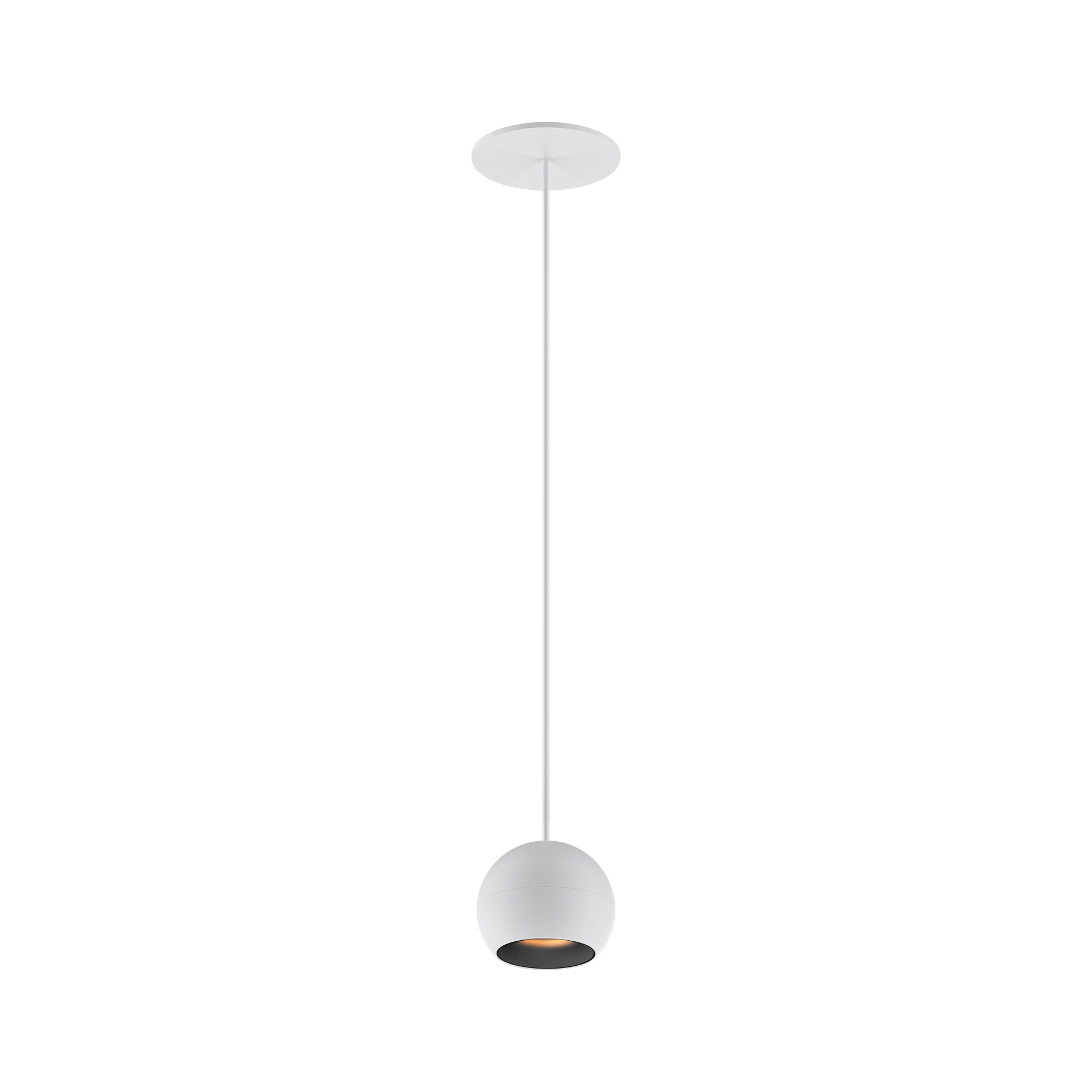 White version of the Dea Eros S PE-in with black matt reflector, a suspended recessed luminaire designed by Karizma Luce.