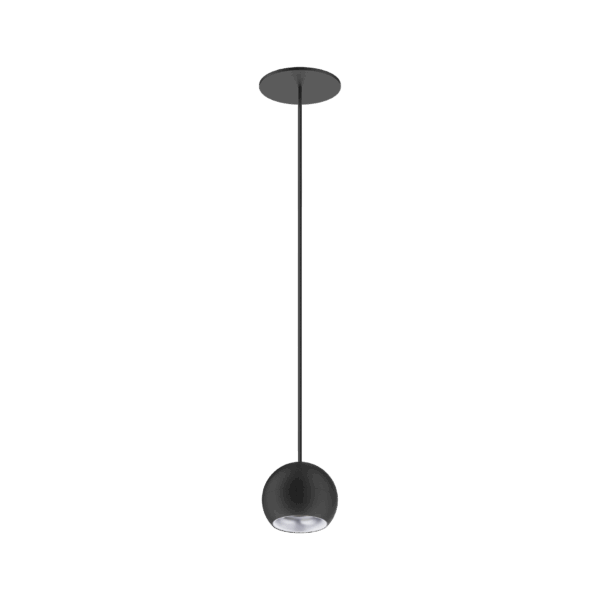 Black version of the Dea Eros S PE-in with silver reflector, a suspended recessed luminaire designed by Karizma Luce.