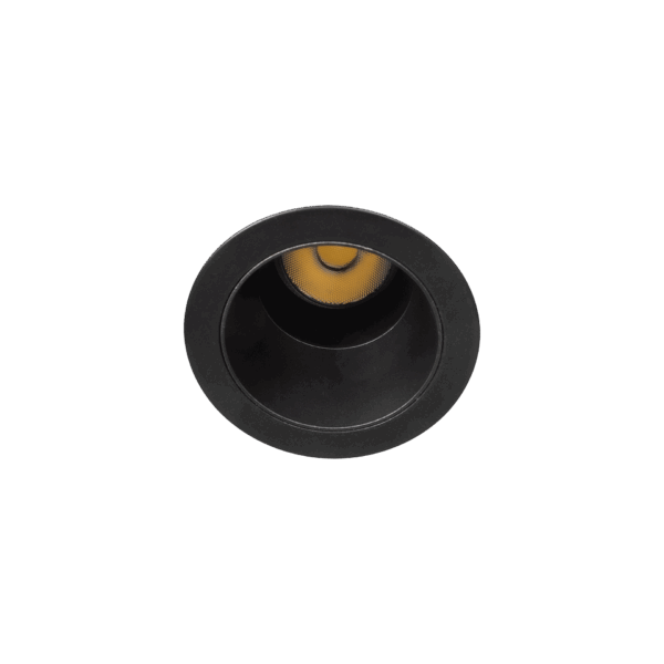 Black version of the Casa M Swing, an adjustable recessed luminaire designed by Karizma Luce.