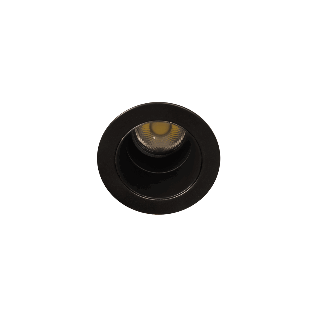 Black version of the Casa S Swing, an adjustable recessed luminaire designed by Karizma Luce.