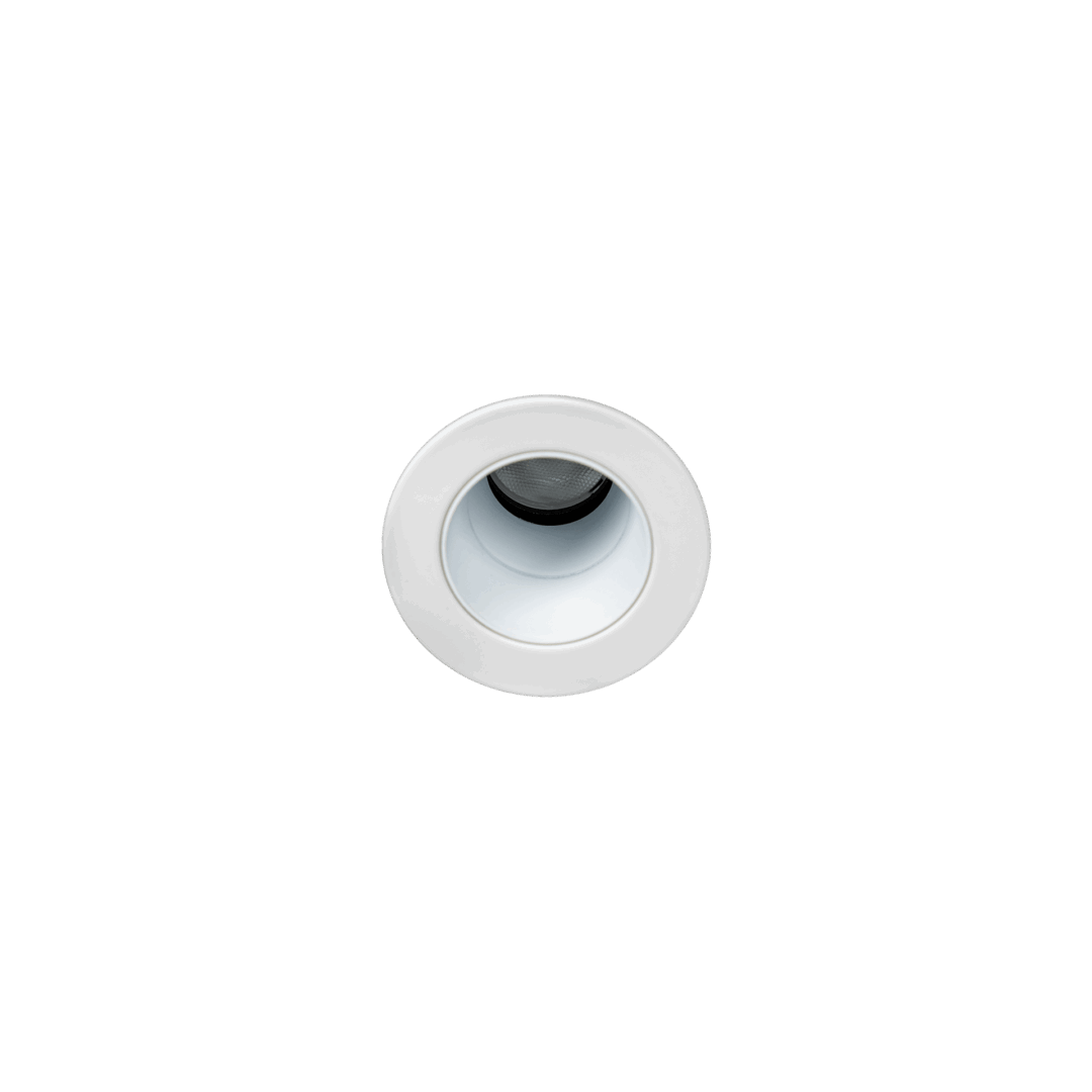 White version of the Casa XS Swing, an adjustable recessed luminaire designed by Karizma Luce.