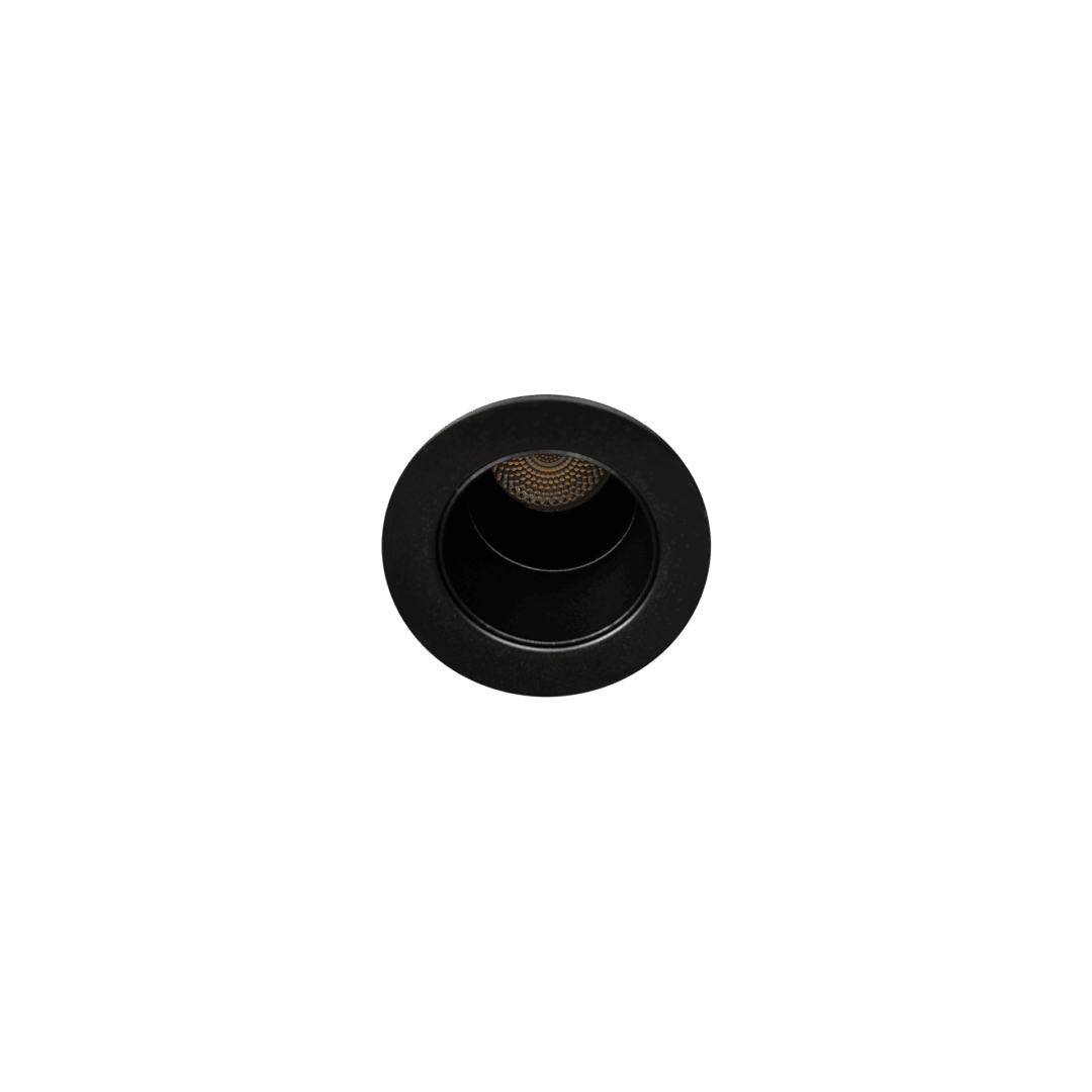 Black version of the Casa XS Swing, an adjustable recessed luminaire designed by Karizma Luce.