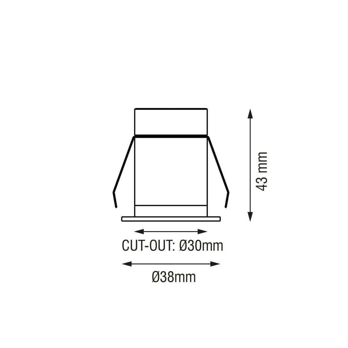 Casa-XXS-3 Technical drawing of the Casa XXS, a fixed recessed luminaire, illustrating detailed dimensions and design specifications.