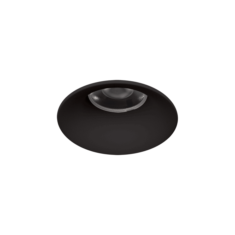 Black version of the Amata S Lente, a fixed recessed luminaire designed by Karizma Luce.