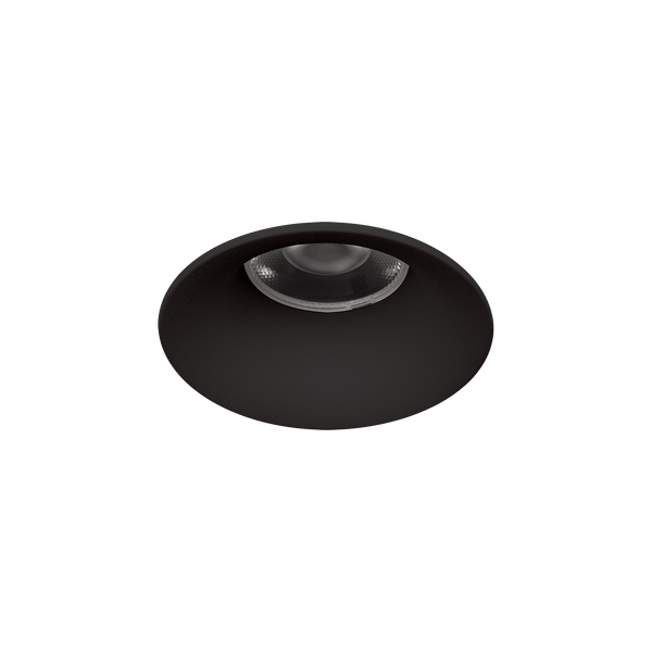 Black version of the Amata S Lente, a fixed recessed luminaire designed by Karizma Luce.