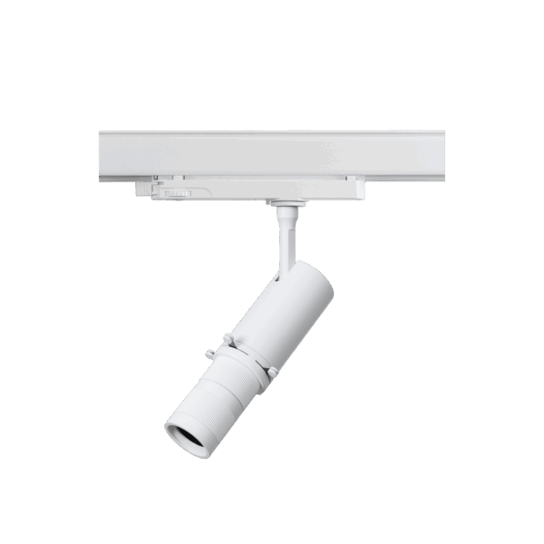 White version of the Arte, a 220V track spot designed by Karizma Luce.