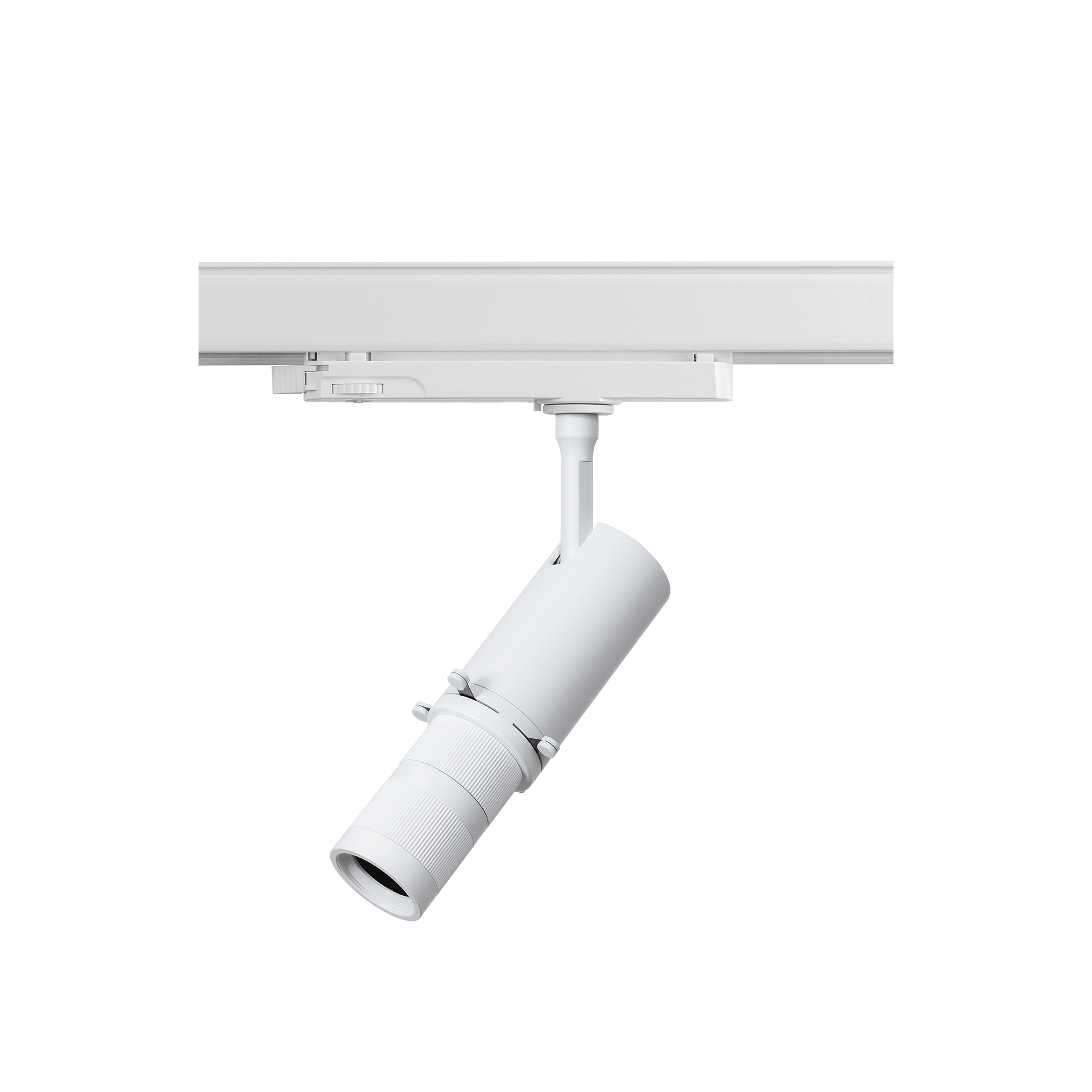 White version of the Arte, a 220V track spot designed by Karizma Luce.