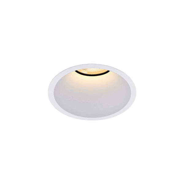White version of the Bebe Lente, a fixed recessed luminaire designed by Karizma Luce.