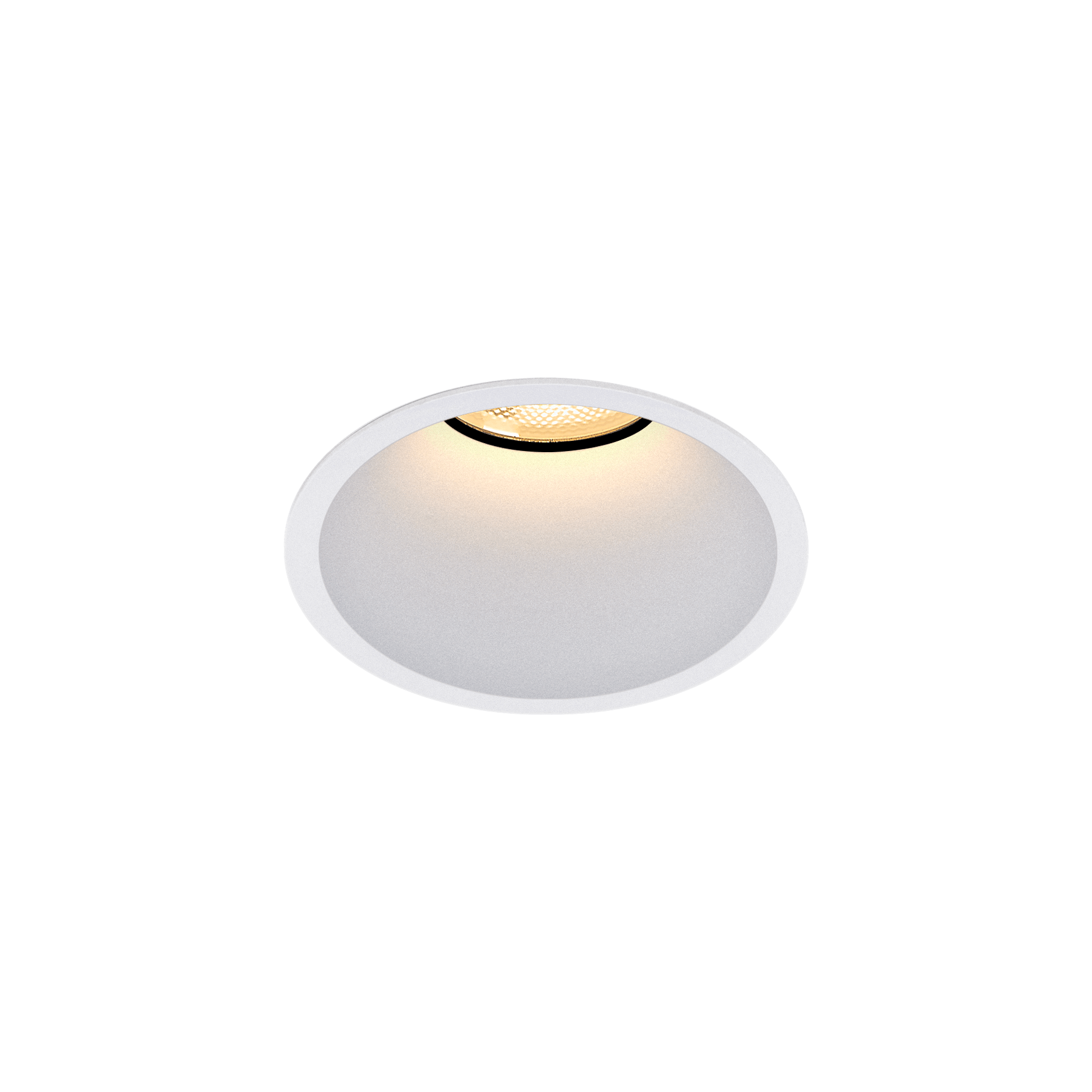 White version of the Bebe Lente, a fixed recessed luminaire designed by Karizma Luce.