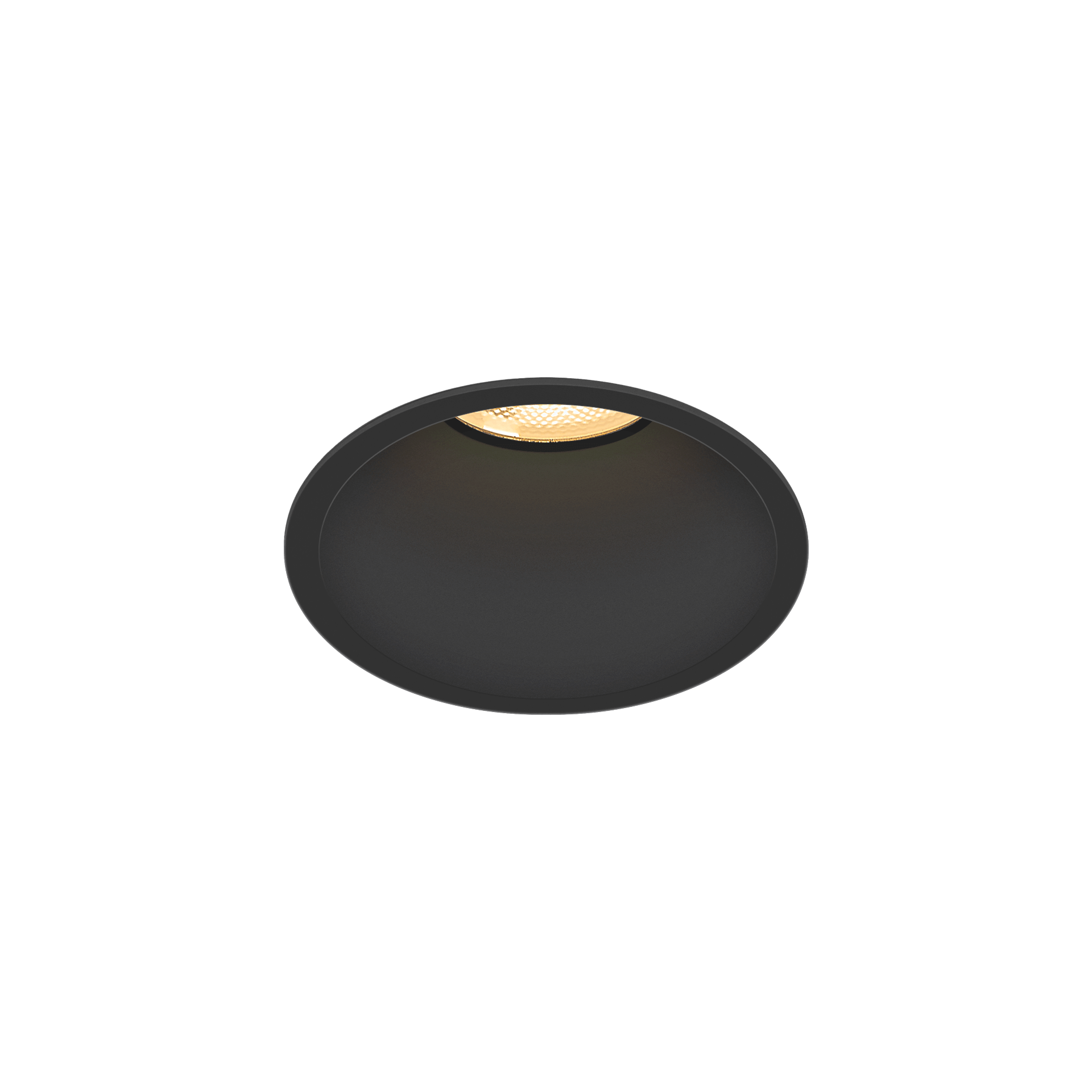 Black version of the Bebe Lente, a fixed recessed luminaire designed by Karizma Luce.