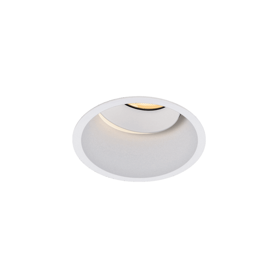 White version of the Bebe Lente Swing, an adjustable downlight designed by Karizma Luce.