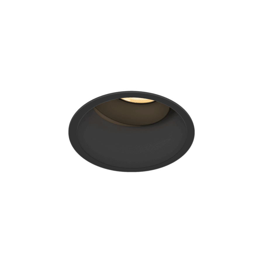 Black version of the Bebe Lente Swing, an adjustable downlight designed by Karizma Luce.